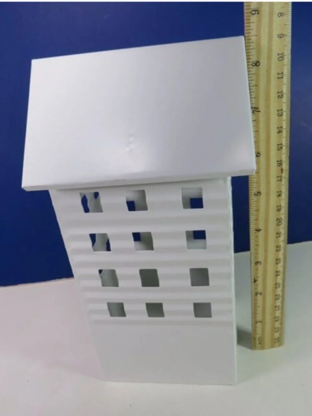 White Metal House Luminary Corrugated Metal Candle Holder Farmhouse Decor